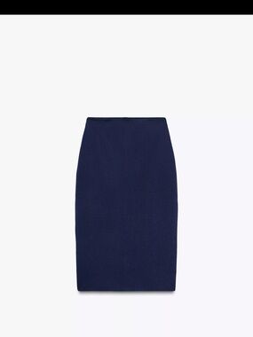 Zara Navy Slim-Fit Pencil Skirt